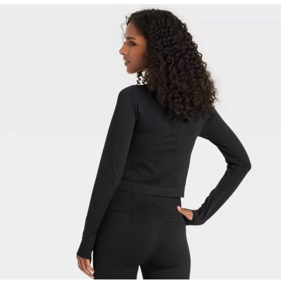 Women's Seamless Fitted Full Zip Jacket - JoyLab Crop Workout Gym Activewear S - Picture 2 of 11